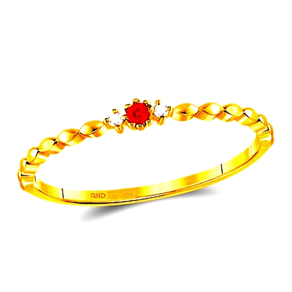 10kt Gold Woman's Ruby Diamond Stackable ring